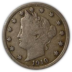 1910 Liberty Head V Nickel Very Fine VF Coin #1144