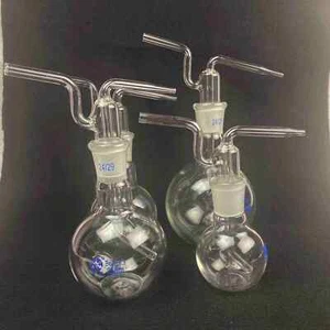 Bottiglia di lavaggio gas vetro borosilicato laboratorio giunto 100-500 ml 24/29 fondo piatto - Foto 1 di 9