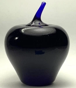 Levay Art Glass Apple Cobalt Blue Paperweight 2” Excellent Used Condition - Picture 1 of 4