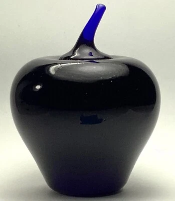 Levay Art Glass Apple Cobalt Blue Paperweight 2” Excellent Used Condition - Image 1 of 4