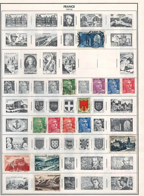 FRANCE 1947-1954  Very Fine Used Stamps Hinged on list: 2 Sides - Image 1 of 2
