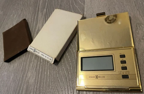 Howard Miller Clock / Timer with Snooze for Desktop or Travel Gold Tone Vintage Cover