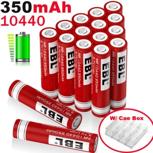 EBL 10440 Batteries 3.7V 350mAh Li-ion Rechargeable For LED Flashlight Toy Lot - Picture 1 of 18