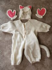 Vintage 1970's Homemade sewn baby Kitty halloween costume faux white fur