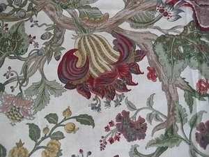 Western Textiles Fabric Jacobean Floral 56" x 38" Tan Multi USA Decorator Linen - Picture 1 of 6