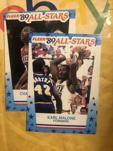 1989 Fleer Sticker All Stars #4 Charles Barkley und #1 Karl Malone schöne Karten - Bild 1 von 3