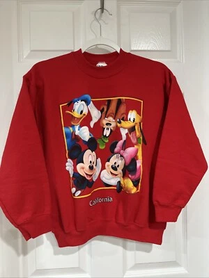 YOUTH XL Disneyland California Mickey Minnie Gráfico Cuello Redondo Sudadera Roja Foto 1 de 4