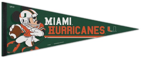 Miami Hurricanes MICKEY MOUSE QB NCAA Disney Premium Felt Collectors PENNANT Cover
