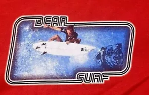 Bear Surfboards Camicia Uomo Taglia Media Rosso Logo Made USA Anni 90 Y2K Vintage - Foto 1 di 5