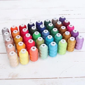 RAYON MACHINE EMBROIDERY THREAD SET 40 JEWEL COLORS - 1000M CONES - 40WT - Picture 1 of 7