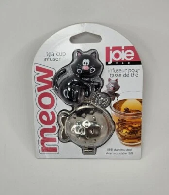 Joie MSC TAZA DE TÉ INFUSOR MAULLIDO Gato Negro ROSA Nariz PECES 18/8 Acero Inoxidable Foto 1 de 3