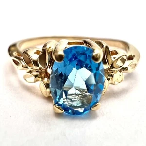 Vintage 10K massiver Gelbgold 0,76ct blauer Spinell Damen Ring Größe 5,5, 2 Gramm " - Bild 1 von 12
