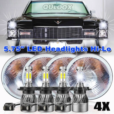 4PCS 5.75 5-3/4" Chrome LED Headlights fit Cadillac DeVille 62-74 Calais 65-74 - Image 1 of 4