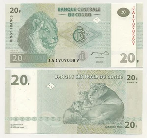 Congo Dem. Rep. 20 Francs 30-6-2003 Pick 94A UNC Uncirculated Printer G&D - Picture 1 of 2