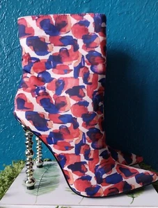 Cape Robbin Heel Multi Color Print Pointy Toe Ankle Boots Shawna Sz 7.5 - Picture 1 of 6