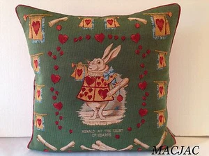 Alice In Wonderland/Heart Rabbit 19"x19" Tapestry Pillow NWT - Picture 1 of 2