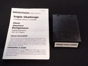TRIPLE CHALLENGE INTELLIVISION VIDEO GAME CARTRIDGE AND INSRUCTIONS *NO BOX*