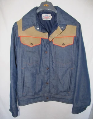 🚨🔥Chaqueta de mezclilla vintage de esquí LEVI'S para hombre con lengüeta naranja 2 tonos cremallera completa años 80 talla M Foto 1 de 4