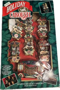 TESTED/WORKS Mr. Christmas Holiday Carousel 1992 Lighted 6 Horses W/ 21 Carols - Picture 1 of 22