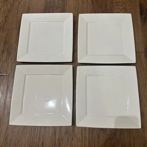 Set of 4 Threshold Square Dinner Plate White Porcelain 10 1/8" FREE SHIPPING - Picture 1 of 11