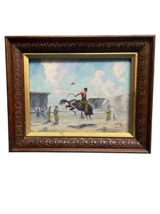 Vintage Original Oil Painting_Montana Cowboy Ranch Scene By Hudson_Signed_Framed - Picture 1 of 15