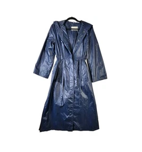 Queen's Way to Fashion Women's Sz 6 Navy Blue Mid Length Rain Jacket VTG READ - Picture 1 of 20