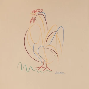 nach Pablo Picasso Le Coq Siebdruck in Farbe Signatur in der Form Serigrafie - Bild 1 von 4