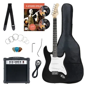 B-WARE 8-Teile E-Gitarre Set Verstärker Gigbag Tasche Gurt Gitarrenset Schwarz - Bild 1 von 12