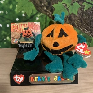 TY Beanie Babies 1998 Pumpkin The Halloween Jack-o-lantern 🎃 con tarjeta y etiquetas - Imagen 1 de 11