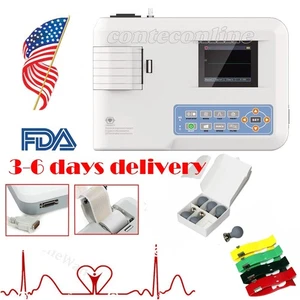ECG de 1 canal CONTEC ECG100G - 12 cables para uso humano - máquina de ECG digital - Imagen 1 de 12