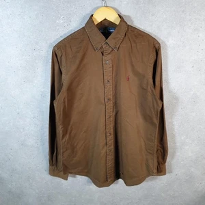 Vintage Ralph Lauren Button Down Shirt Men’s Medium Brown Custom Fit Pony Cotton - Picture 1 of 8