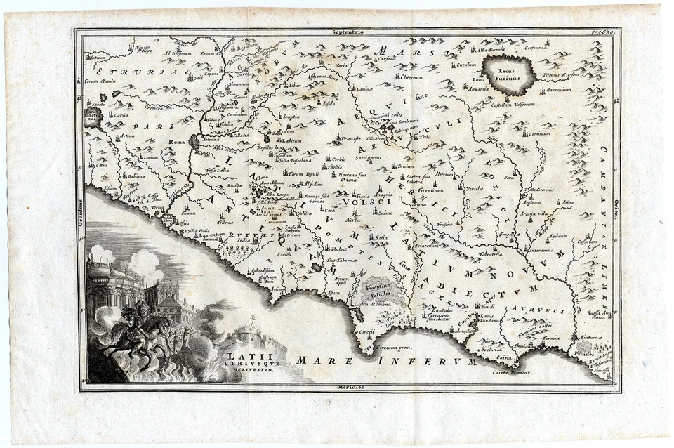 Mapa antiguo-ANTIGUA ROMA-REGIÓN LAZIO-LATII UTRUSCO-Cellarius-1731 Foto 1 de 1