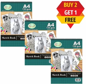 3 Pack A4 Sketch Pad Spiral Book Artist Sketching Drawing Doodling Portrait Art - Picture 1 of 21