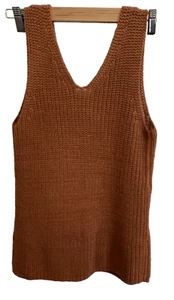 Loft rostbraun farbig Strick Medium Doppel V Ausschnitt Pullover Weste - Bild 1 von 6