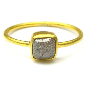 SILVER Natural Raw ROUGH DIAMONDS JEWELRY 14K Gold Ring - Picture 1 of 1