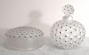 LALIQUE FRANCIA PAR CACTUS CRISTAL GUARNITURE DE TOILETTE PERFUME Y TARROS EN POLVO - Imagen 1 de 6