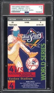 1999 World Series Game 4 Ticket Stub PSA New York Yankees Clinch 25th WS Title - Picture 1 of 2