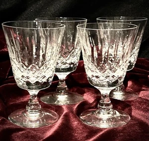 4 Vintage Edinburgh Cut Crystal 'Appin' Claret Wine Glasses 12cm H x 7 W Signed - Picture 1 of 10