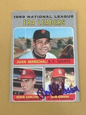 BOB GIBSON  1970 TOPPS ERA Leaders Autographed MLB card TTM /IP signature