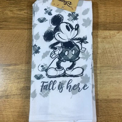 Disney Mickey Mouse Fall Autumn 2 Pack Hand Bath Towels Plaid Leaves Blue - Image 1 of 4