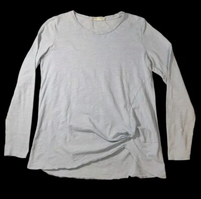 Camisa Mododoc Azul Claro Anudada Cuello Redondo Manga Larga Mujer Talla Mediana  Foto 1 de 4