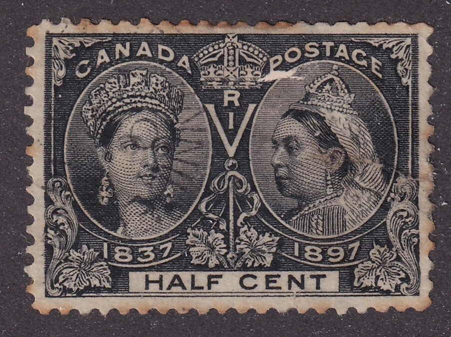 SELLOS DE MATT SCOTT CANADÁ #50, 1/2 CENTAVO VICTORIA 1897 JUBILEO, USADOS CV$110 Foto 1 de 3