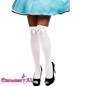 Hosiery White thigh high Stockings with Bow Beer Maid German Oktoberfest - Picture 1 of 1