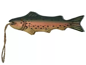 "Albero di Natale Pesca Ornamento Legno Rustico Outdoor Sport Marrone Rosa Verde 5"" - Foto 1 di 4