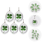 5 Pcs Pressed Flower Charms Keychain Four Leaf Pendant Water Drop