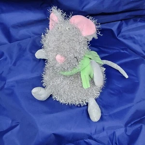 2005 Hallmark Gray Mouse googly eyes Green Scarf 7" Plush T09 - Picture 1 of 6