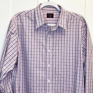UNTUCKit Men's XL 100% Cotton Pink Blue White Check Gingham Long Sleeve Shirt - Picture 1 of 10
