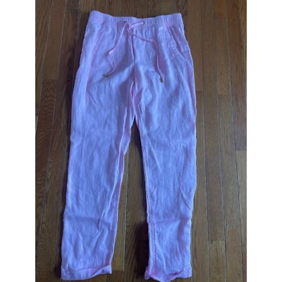 Pantalones Lilly Pulitzer Mujer Pequeños Rosa 100% Lino Pierna Recta Informal Cordón Foto 1 de 4
