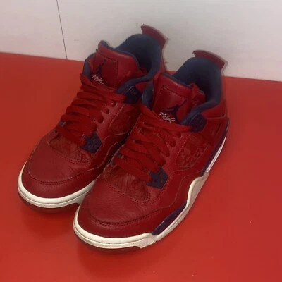 Nike Air Jordan 4 Retro FIBA Red Blue GS Size 5.5Y 408452-617 - Image 1 of 4
