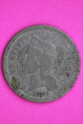 1881 Three 3 Cent Nickel Scarce Type Coin Guaranteed Authentic & Genuine 0731N - Image 1 of 3